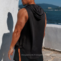 Débardeur de gymnase à sec rapide hommes Hooded Fitness Vest Man Essential Blank Vest Muscle Muscle Shirt Top pour l&#39;entraînement